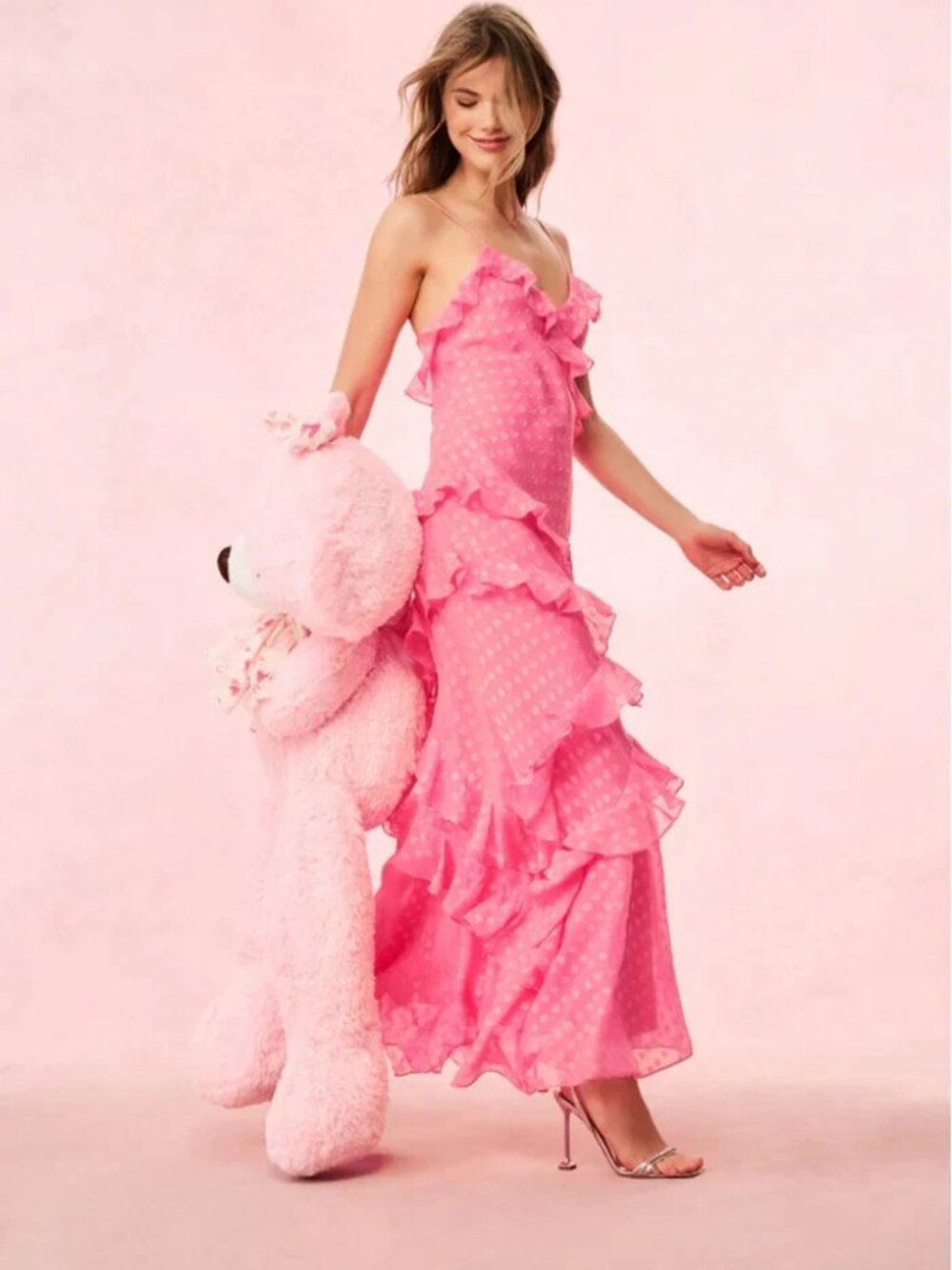 LoveShackFancy Rialto Ruffled Maxi Slip Maxi Dress